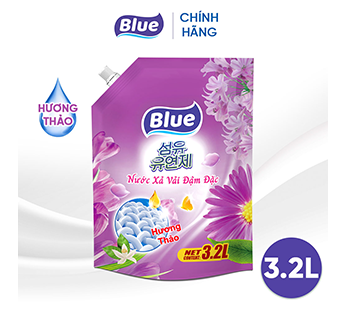 Nước Xả Vải Đậm Đặc Blue Hàn Quốc túi 3.2L hương Thảo