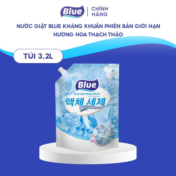 Nước giặt Blue kháng khuẩn phiên bản giới hạn hương hoa thạch thảo túi 3,2L