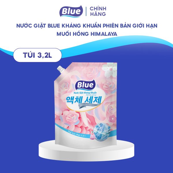 Nước giặt Blue kháng khuẩn phiên bản giới hạn muối hồng himalaya túi 3,2L