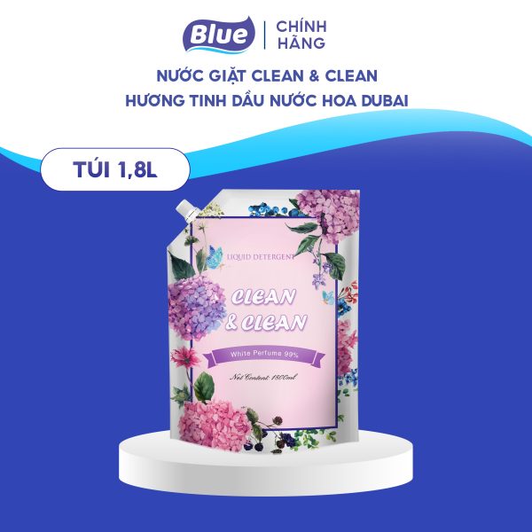 Nước giặt Clean & Clean túi 1800ml Hương Tinh Dầu Nước Hoa Dubai