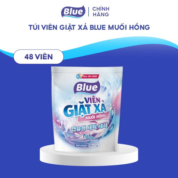 Viên Giặt Xả Blue Muối hồng túi 48 viên
