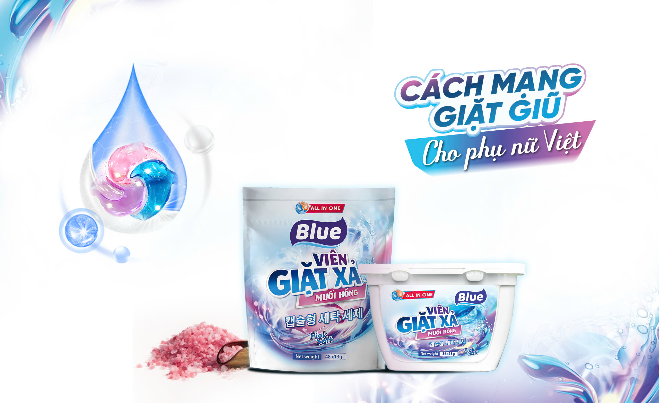 Viên Giặt Xả Blue Muối Hồng – Trợ Thủ Đắc Lực Cho Dân Văn Phòng Bận Rộn